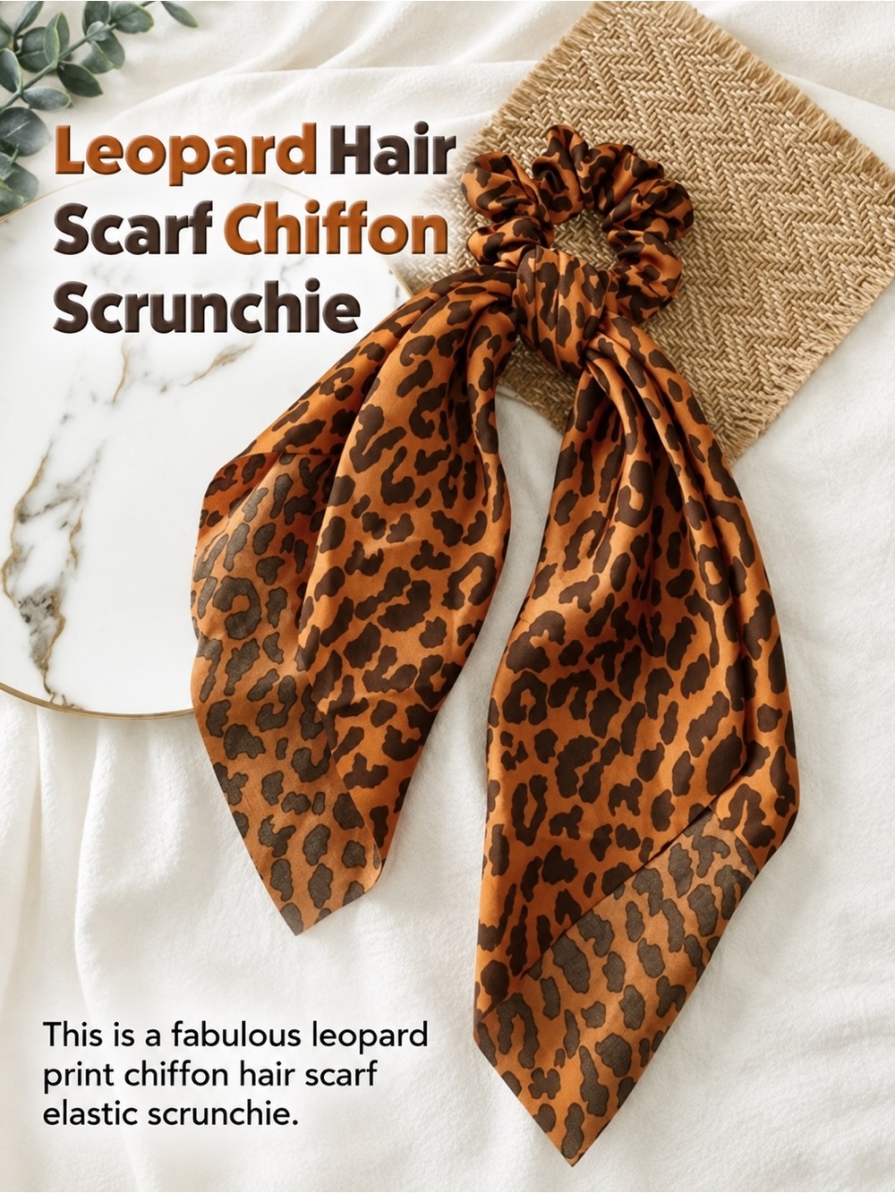 Leopard Hair Tie Chiffon Scrunchie